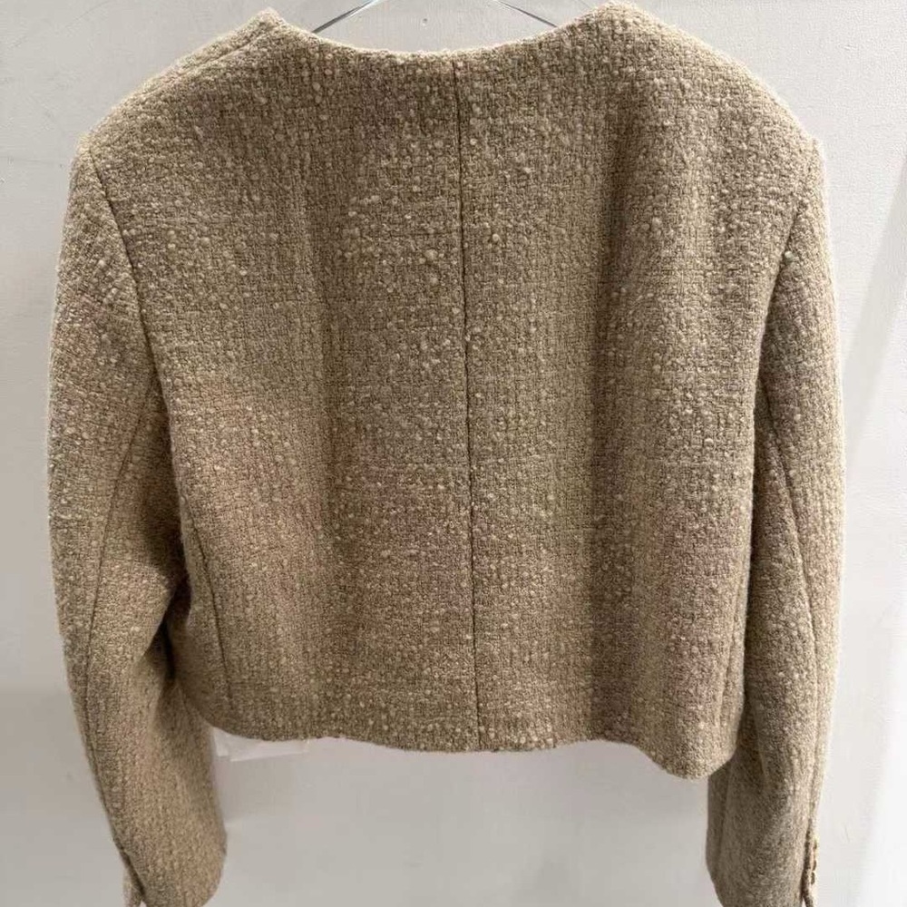 CELINE Beige Tweed Classic Jacket Blazer - Picture 2 of 4